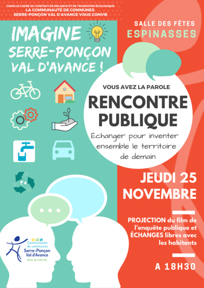 INVITATION - Rencontre publique "IMAGINE SERRE-PONCON VAL D'AVANCE !" à ESPINASSES - Jeudi 25 Novembre / 18h30
